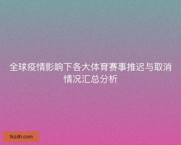 全球疫情影响下各大体育赛事推迟与取消情况汇总分析