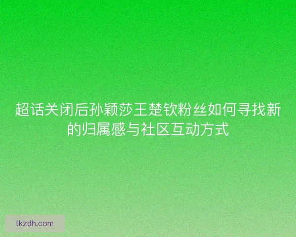 超话关闭后孙颖莎王楚钦粉丝如何寻找新的归属感与社区互动方式 超话关闭后孙颖莎王楚钦粉丝如何寻找新的归属感与社区互动方式